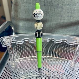 Religious Easter green bead ink pen